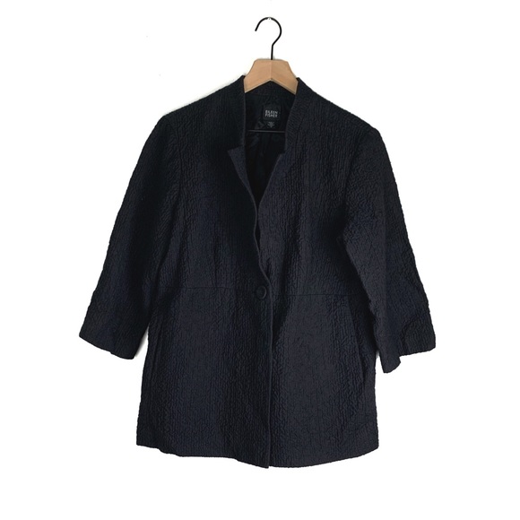 Eileen Fisher Pebbled One Button Wool Coat - Picture 2 of 5